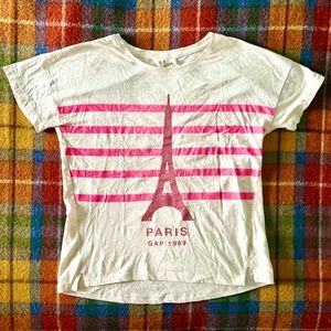 Gap Kids City Tee Paris (pink and off white/oatmeal)